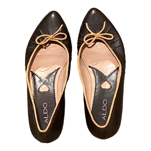 Aldo brown leather retro style kitten heel with pointed toe. Sz 38 - Picture 3 of 16